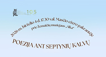 Birželio 4 d. Telšiuose, Masčio ežero pakrantėje, – renginys „Poezija ant septynių kalvų“